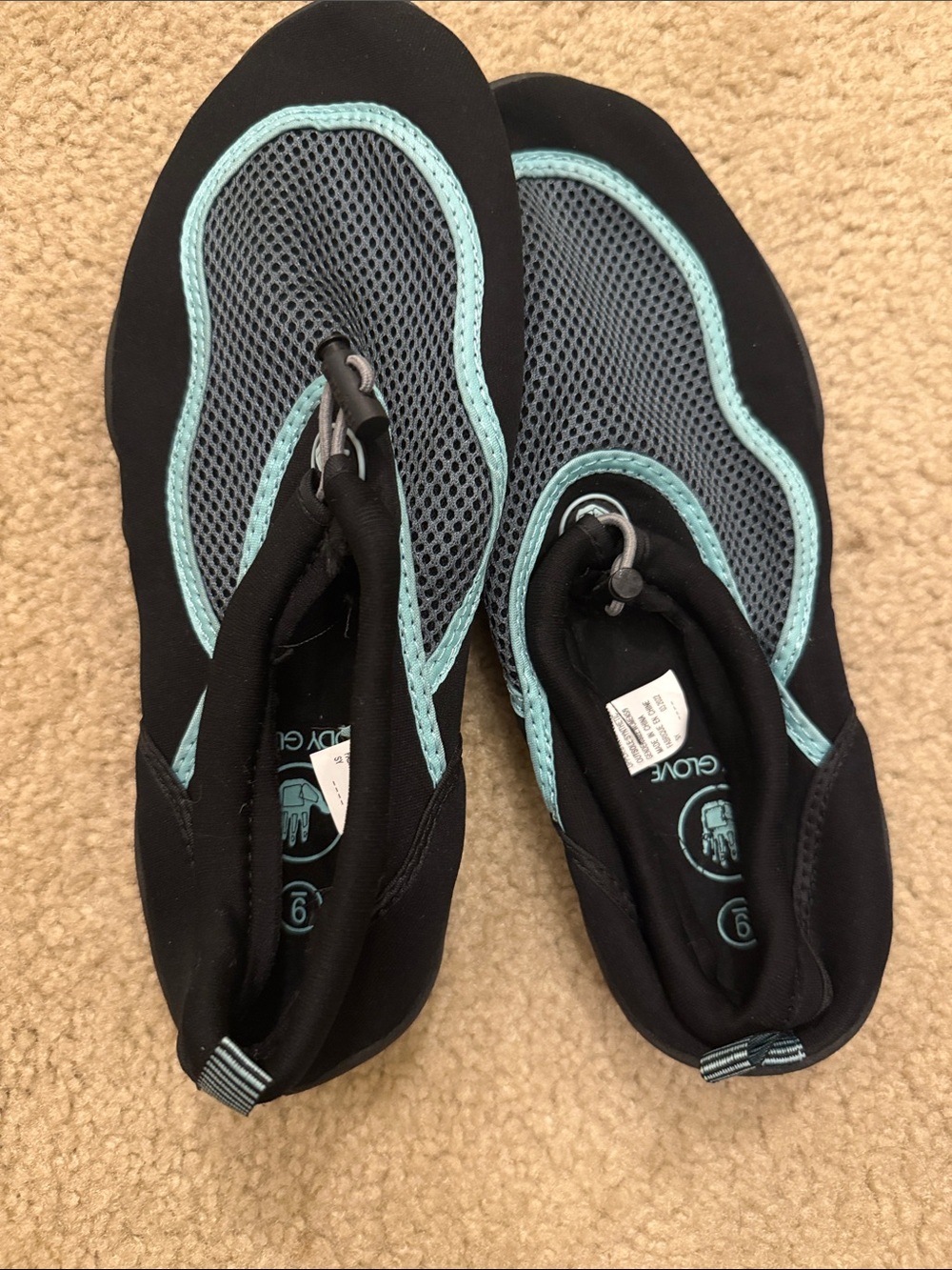 Water shoes with Black and Teal Trim